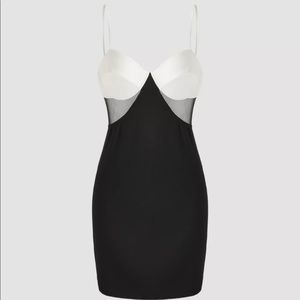 Black and white sheer patch mini dress